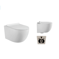Articles sanitaires modernes de luxe Toilette suspendue au mur noire mate Réservoir dissimulé Matériau céramique Bol carré Structure monobloc P-Trap