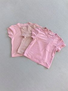 T-shirt en bambou pour bébé Garçons et filles Tops d'été à manches courtes Vêtements en bambou de couleur unie pour bébé - Product Image 4