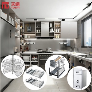 TIANYI Modern Multi-Function <b>Kitchen</b> Pull Out <b>Drawer</b> Baskets Cabinet Organizer Slide Out Storage System Stainless Steel Rack - Product Image 1