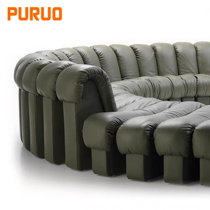 Puruo - Juego de Sofás Modulares en Forma de C de 7 Plazas, Muebles Foshan OEM de Alta Gama, Sofás de Piel Sintética Italiana de Lujo para Salón de Recepción de Villas - Product Image 5