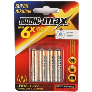 Pila Alcalina Modic-max Super AAA LR03 1.5V, Pila Seca - Product Image 4