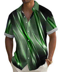 Thời Trang Mùa Hè Cộng Với Kích Thước Của Nam Giới Giản Dị Ngắn Tay Áo Dệt Kim Áo Sơ Mi Sọc Đồ Họa In 3D Phong Cách Sừng Nút Cho Bãi Biển Kỳ Nghỉ - Product Image 6