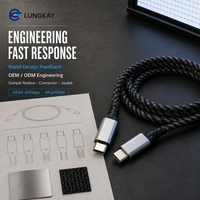Câble USB4 Type C industriel 40 Gbit/s 240 W PD 8K 60 Hz blindé avec E-Marker pour SSD, moniteur, OEM, ODM, personnalisable en usine