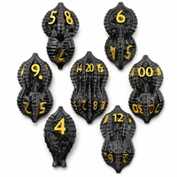 Ensemble de 7 dés en métal à écailles de dragon noir et or foncé, dés polyédriques artisanaux pour D&D, jeux de société, cadeaux