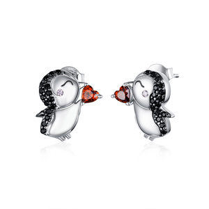 Nuovo stupido di bella ragazza di temperamento penguins s925 argento puro orecchino d'argento orecchini torre BSE383 - Product Image 1
