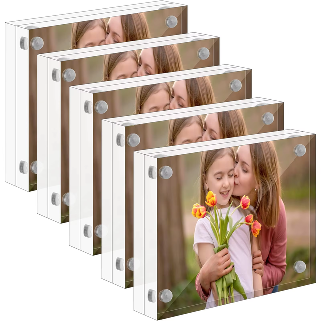 Custom 2x3 Desktop Display Double Sided Freestanding Mini Acrylic Picture Frames for Film Photos Cards Stamp
