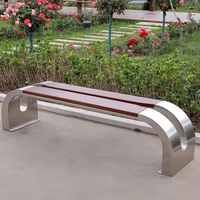 Banc de patio plat traditionnel en acier inoxydable écologique pour gare, jardin extérieur, zone résidentielle, banc en métal