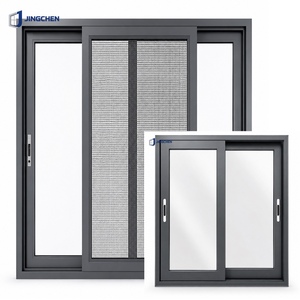 Fenêtre à persiennes horizontales coulissantes en alliage d'aluminium JINCHEN, à rupture de pont thermique, <span class=keywords><strong>double</strong></span> <span class=keywords><strong>vitrage</strong></span>, insonorisée, isolation thermique, écoénergétique - Product Image 1