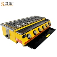 Barbecue à gaz GPL pour l'extérieur, couvercle en verre, brochettes de viande, grillades pour hôtels et restaurants
