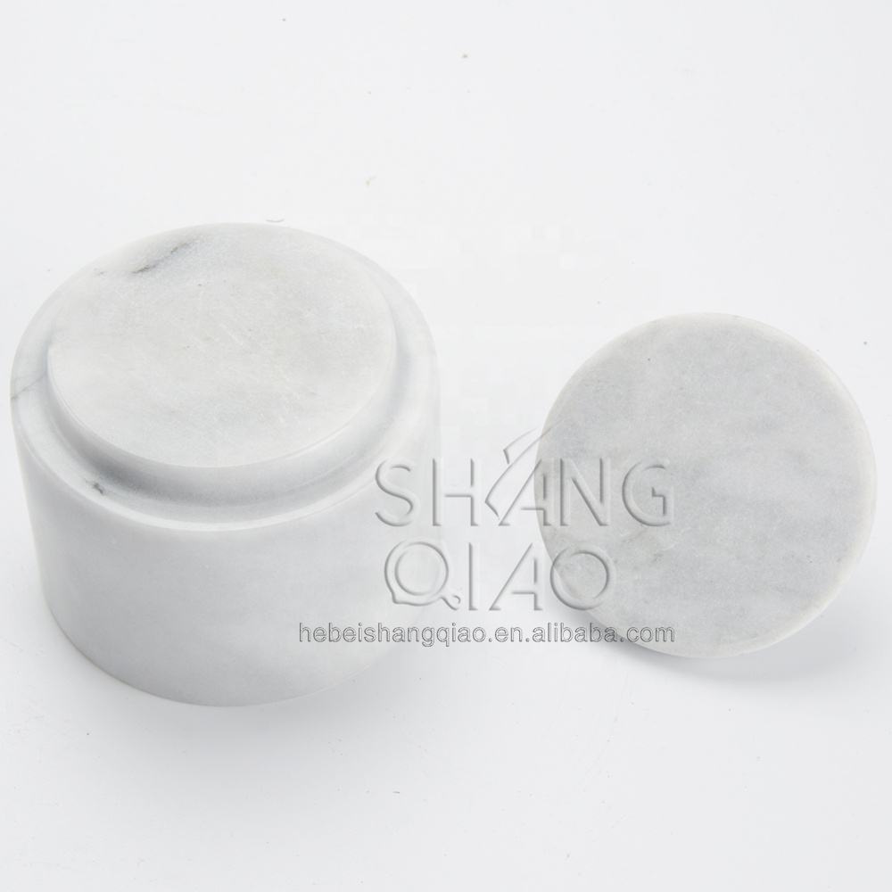 Cantina Sale In Marmo Bianco - Contenitore Elegante Per Cucina Con Coperchio 10x5cm