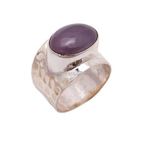 แหวนปรับสีเงินสเตอริง925เครื่องประดับอัญมณีธรรมชาติสีม่วงคลาสสิกสำหรับงานแต่งงาน - Product Image 1