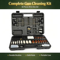 Kit de limpieza de armas con accesorios completos: varillas de latón, mangos en T, cepillos de alambre para calibre, mopa de algodón, botellas exprimibles y parches.