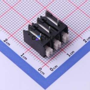 JL212R-50003B01 Spring Terminal Block Bent Lead Through Hole,P=5mm Connector 1x3P 5mm Black Right Angle Insert - Product Image 1