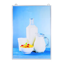 Kotak lampu Ultra tipis kaca tempered LED A3 bingkai jepret cerah ramping bingkai poster Aluminium led kotak lampu tanda iklan