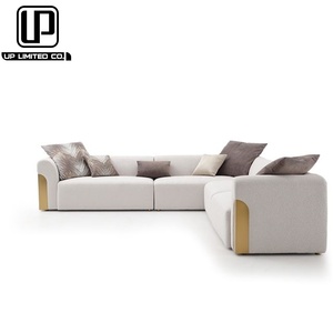 Sofá Modular de 3 Plazas de Cuero Genuino Blanco, Diseño Elegante y Moderno Estilo Turco para Sala de Estar, Tapizado en Terciopelo - Product Image 1