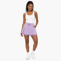 Jupe-short de tennis plissée sur mesure pour femme (OEM) - Taille élastiquée avec cordon de serrage, short intégré avec empiècements en maille, bordure réfléchissante