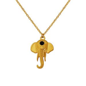 Collier Pendentif Éléphant en Alliage de Zinc Doré, Bijou de Mode avec Sertissage Bezel, Chaîne Clavicule, Thème Animalier du Zodiaque - Product Image 5