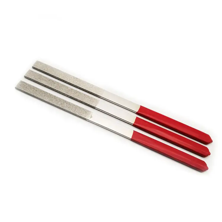 Retail #150 Red handle Electroplated diamond Flat / Triangle steel files for Grinding