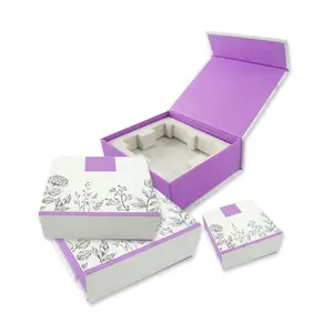 Boîte rigide personnalisée, magnifique emballage de bijoux de marque première, usine,