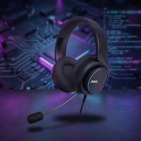 JEDEL Headset Gaming Berkabel dengan Mikrofon Peredam Kebisingan Ringan RGB Headphone Suara Sekitar untuk PC Laptop Gamer