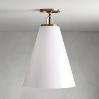 Lampu Plafon Semi Flush Mount Kerucut Kaca Baja Minimalis untuk Kamar Tidur, Lorong, Pintu Masuk, Dekorasi Hotel, Pemasok Grosir