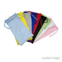 Pochette portable en microfibre douce pour lunettes, multicolore, avec cordon de serrage, logo personnalisé, étui à lunettes, étui de rangement pour lunettes de soleil, 9*18