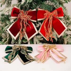 Luxury Gold Velvet Butterfly Flocked Christmas Bows for <b>Tree</b> Decorations-Eco-Friendly Reusable Home Holiday Decor - Product Image 2