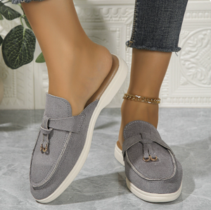 2026 New Fashion Casual Mules Flat Outdoor <b>Soft</b> Artificial Suede Sandals - Product Image 4