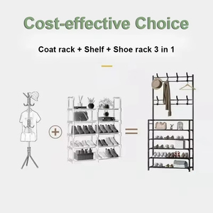 High Load-Bearing Capacity Stainless Steel Multi-Layer <strong>Shoe</strong> Rack Clothes Hat Hangers Organizer Shelf for Living Room <strong>Wardrobe</strong> - Product Image 2