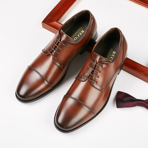 Chaussures Richelieu en cuir véritable marron à bout pointu, à lacets, pour le travail, toutes saisons, semelle extérieure en caoutchouc, livraison directe - Product Image 2