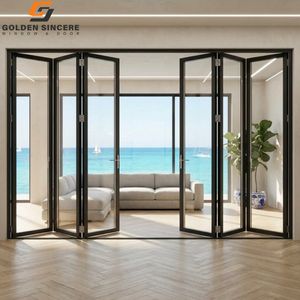 Puerta Plegable de Aluminio GS Tipo Acordeón, Vidrio Templado Low-E para Patio Interior de Villa - Product Image 2