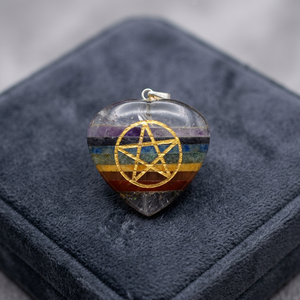 Pendentif Cœur Pentagramme Chakra avec Agate Style Classique - Bijou Unisexe pour Mariages et Soirées - Product Image 2