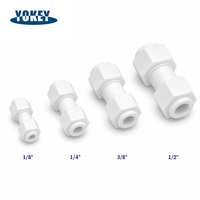 Raccords de tube droits lisses en PTFE sans fuite, 6mm 8mm 12mm, connecteurs à double ferrule, contrôle du débit de liquide haute pureté
