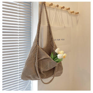 Bolsos de hombro de ganchillo hechos a mano para mujer, <span class=keywords><strong>bolso</strong></span> de playa de punto <span class=keywords><strong>Hippie</strong></span> estético Vintage, portátil con estilo para primavera Otoño Invierno - Product Image 2