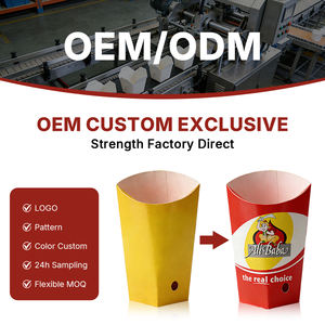 Boîte à frites jetable personnalisable avec logo, de qualité alimentaire, en matériaux recyclés rigides, papier kraft, marque Wellons - Product Image 2