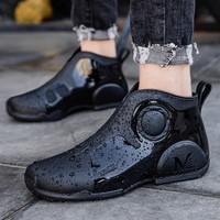 Sepatu Kasual Pria Tahan Lama Semua Musim, Bagian Atas PVC, Sol Plastik, Anti Air, Anti Selip, Lapisan Bulu Buatan
