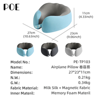 Oreiller de voyage ergonomique en mousse à mémoire de forme en U pour avion et train - Lavable 29x23x11cm