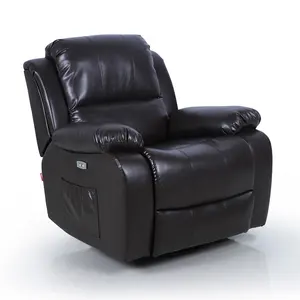 European Style Modern Black Living Room Elderly Electric Power Single Lounge Leather Swivel Rocking Massage Recliner Sofa Chair