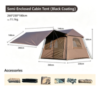 Tente de camping portable d'extérieur à gonflage automatique, double tissu Oxford, base PE, imperméable 3000 mm, aucune installation requise