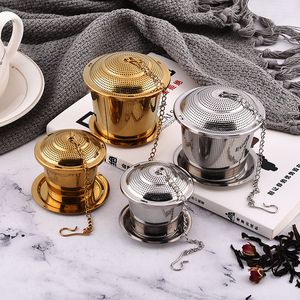 Bán buôn giá rẻ Trung Quốc tái sử dụng thép không gỉ Vàng trà bóng trà Infuser lọc gia vị lưới bóng gia vị Lọc - Product Image 2