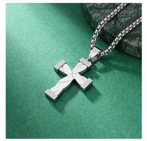 人格レトロつや消しゴールドブラックメッキステンレススチールツイストクロスペンダントネックレスクリスチャンスピリチュアルジュエリー - Product Image 6