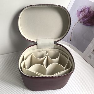 Wholesale PU Leather <b>Makeup</b> <b>Organizer</b> Women Skin Care Beauty Handle Storage <b>Case</b> Cosmetic <b>Cases</b> With Removable Dividers TG-GBA-4 - Product Image 5