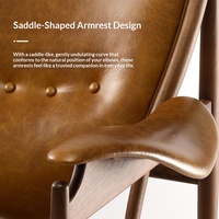 Fauteuil de direction italien, chef-d'œuvre nordique, en bois massif et cuir, pour une personne, salon, balcon, style antique rétro
