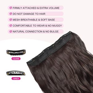 REECHO 20 pouces, 1 paquet, 3/4 de tête, <span class=keywords><strong>cheveux</strong></span> synthétiques bouclés ondulés à clipser, MH268, pour femmes, 5 clips, densité 130%, double trame machine - Product Image 4