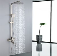 Colonne de douche murale brossée en acier inoxydable 304 avec douchette à main, ensemble de douche chaud/froid brossé