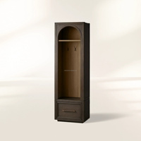 Porte-manteau fin en bois massif français, meuble d'entrée arqué pour petit hall, armoire de vestiaire, unité de rangement d'angle