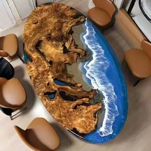 Elegante consola de madera maciza, juego de comedor para restaurante, Cocina, Bar, panel en el centro de madera con resina epoxi - Product Image 1