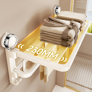 Portasciugamani <span class=keywords><strong>a</strong></span> <span class=keywords><strong>ventosa</strong></span>, mensola da bagno <span class=keywords><strong>a</strong></span> parete senza foratura, organizer doccia multifunzionale bianco latte - Product Image 3