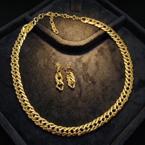 Handmade Women's Brass Gold Plated Classic <b>Necklace</b> and Earrings <b>Set</b> for <b>Weddings</b> and Parties - Product Image 3