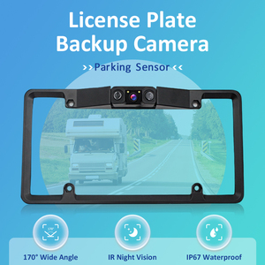 Cámara de Marcha Atrás para Matrícula de Coche con 2 Sensores de <span class=keywords><strong>Radar</strong></span>, Alarma Audible, Sistema de Estacionamiento Visual, Sin Perforaciones - Product Image 1